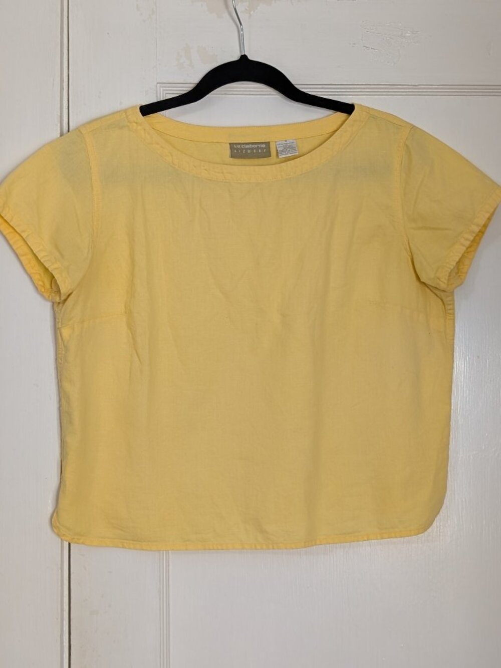 Liz Claiborne Linen Blend Top Yellow Women's Medium Yellow Lightweight Coastal